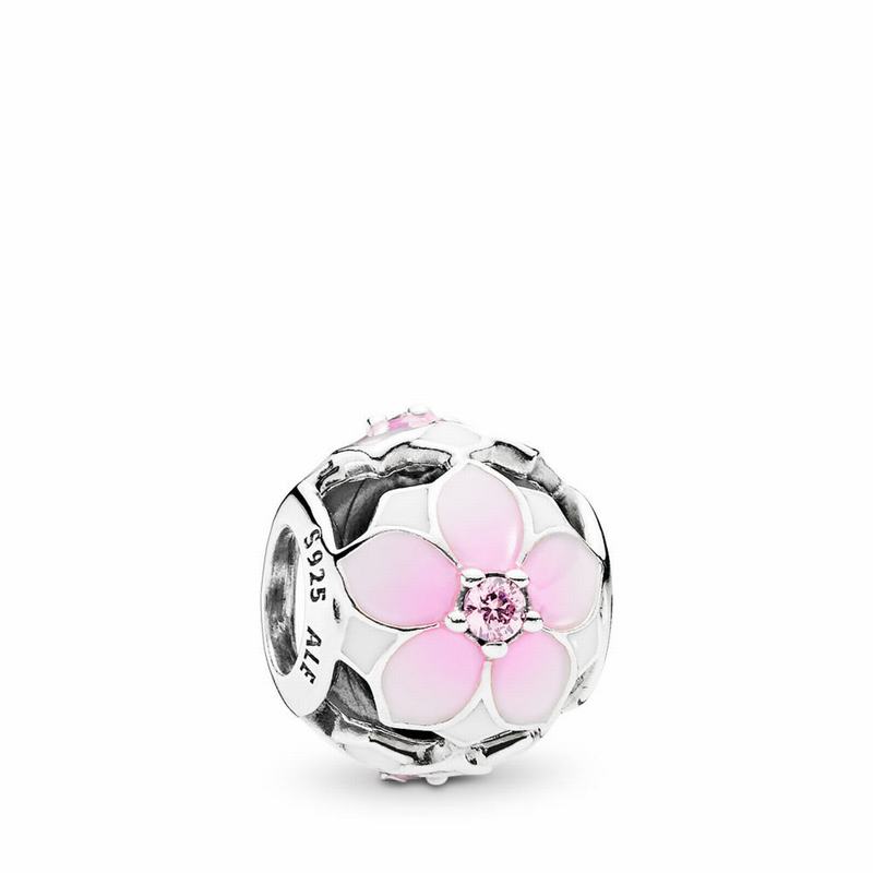 Pandora Magnolia Bloom Charm - Sterling Silver/Enamel/Pink/Cubic Zirconia - Canada | TM8749EH